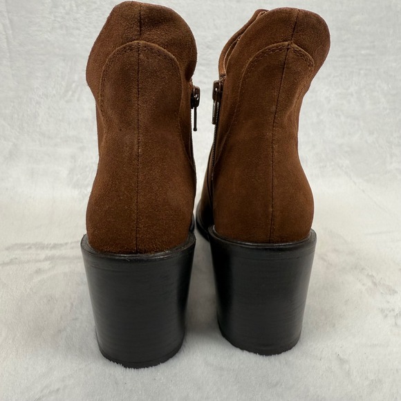 Seychelles Suede‎ Ankle Boots Heel Stacked Brown Leather Size 7 - Picture 6 of 12